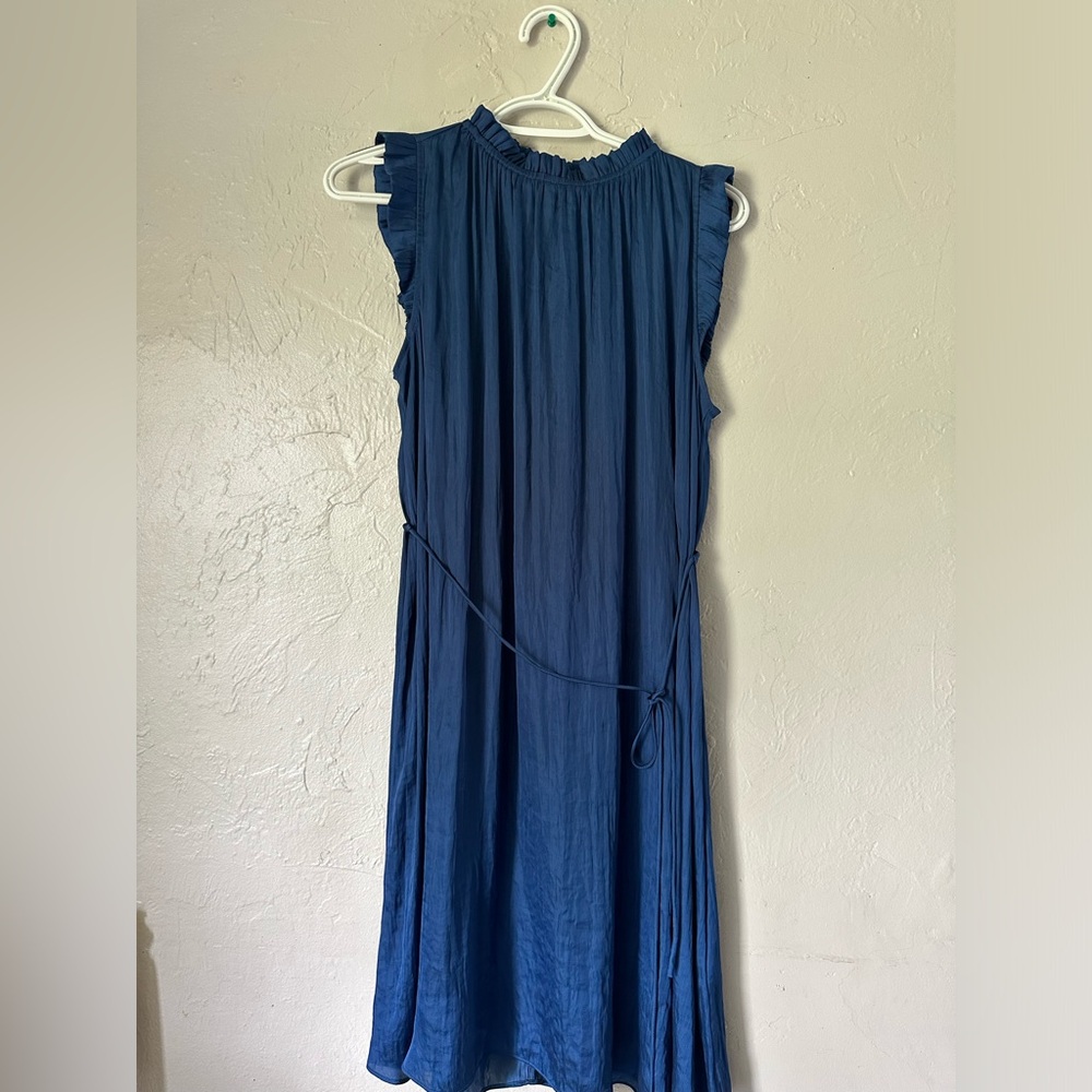 Banana Republic Satin Midi Dress 2 Petite Blue Sleeveless